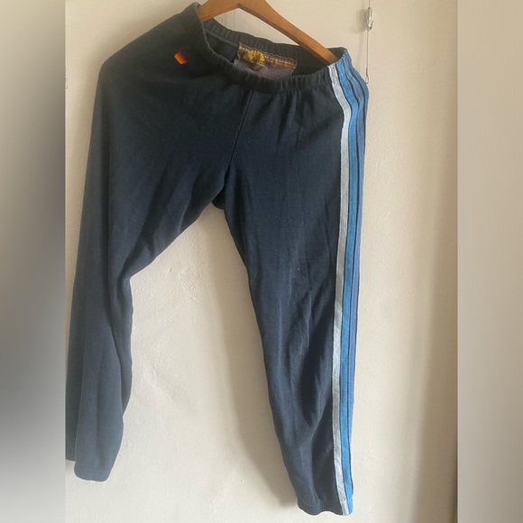 Aviator nation XS 5 stripe sweatpants in charcoal / blue.  Good used condition. - Picture 4 of 4